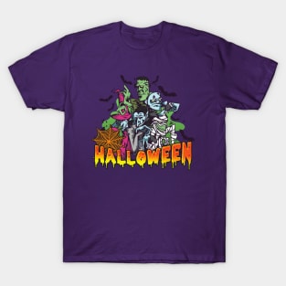 Happy Halloween Zombie Vampire and Monsters T-Shirt